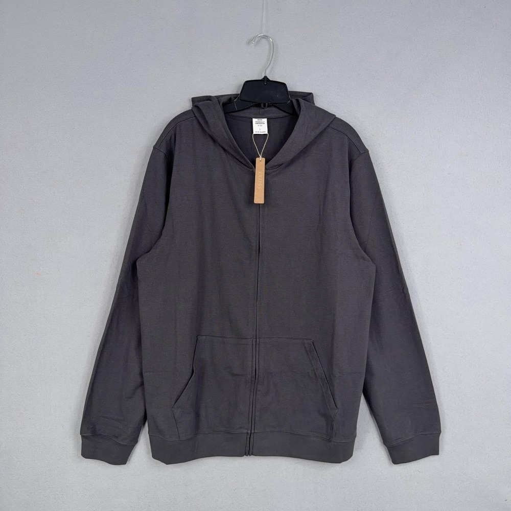 Skims Hoodie Mens Large Gray Technically Constructed Full Zip Jersey Cotton NWT